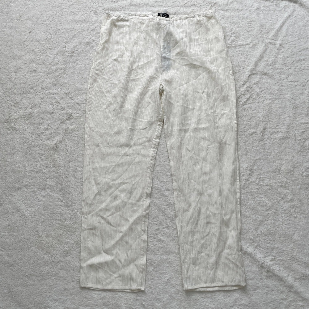 NWT Dressori Silk Blend Crinkle Textured Pants Off White Size XL